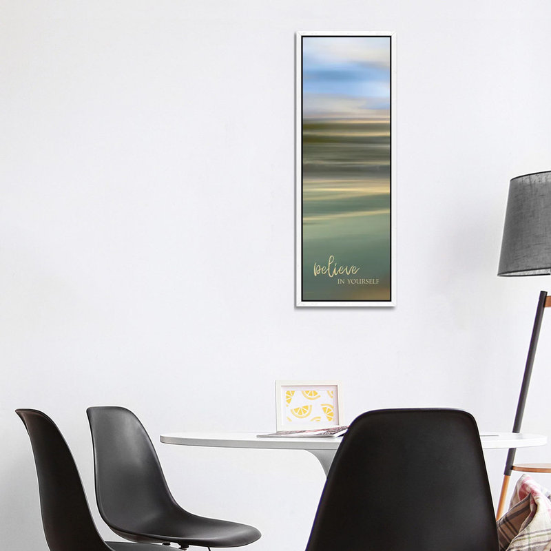 Believe in Yourself 1 Piece Panoramic Wall Art on Canvas, 121.92cm H x 40.64cm W x 3.81cm D, White Framed