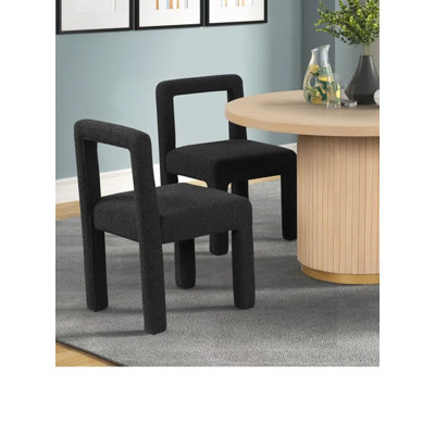 Ensemble de 2 chaises de salle à manger modernes à dossier ouvert carré, noir