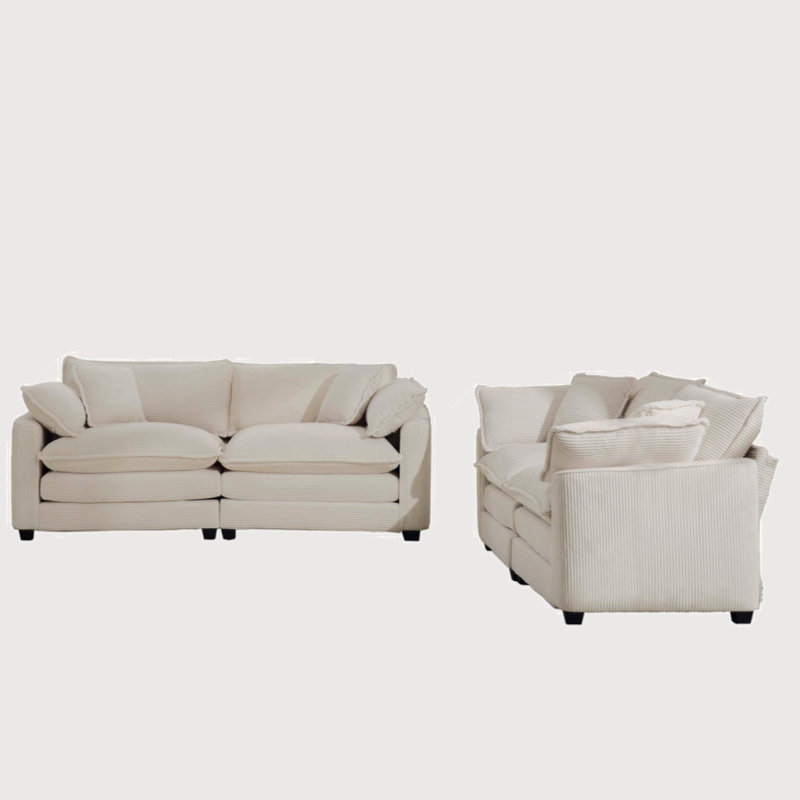 Jeneanne 2S+2S sofa upholstered armchair set, Beige Corduroy 