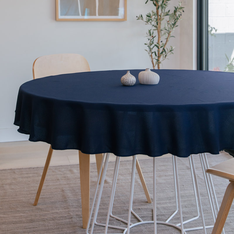 Nappe unie de couleur unie - Basics by Wayfair ™, Bleu marine, Ronde de 51 po