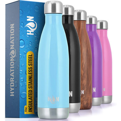 Hydration Nation Stainless Steel Water Bottle Double Wall Insulated