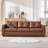 88” W Faux Leather Couch With Square Armrests-424805542