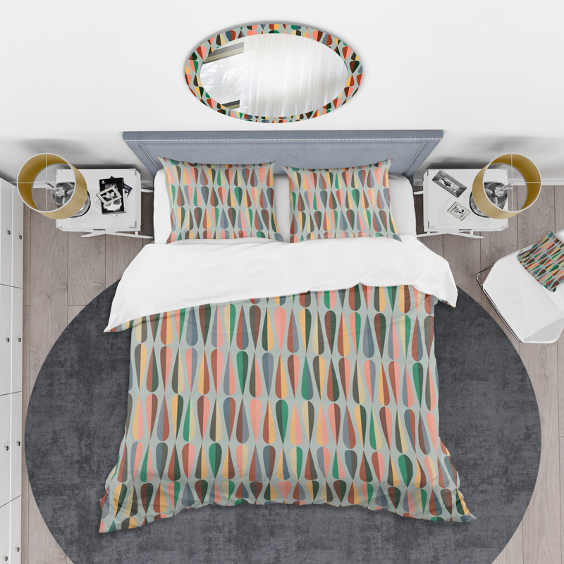 Retro Art Deco - Mid century bedding set - Modern Mid-century Bed cover set, King Duvet Cover + 2 Shams