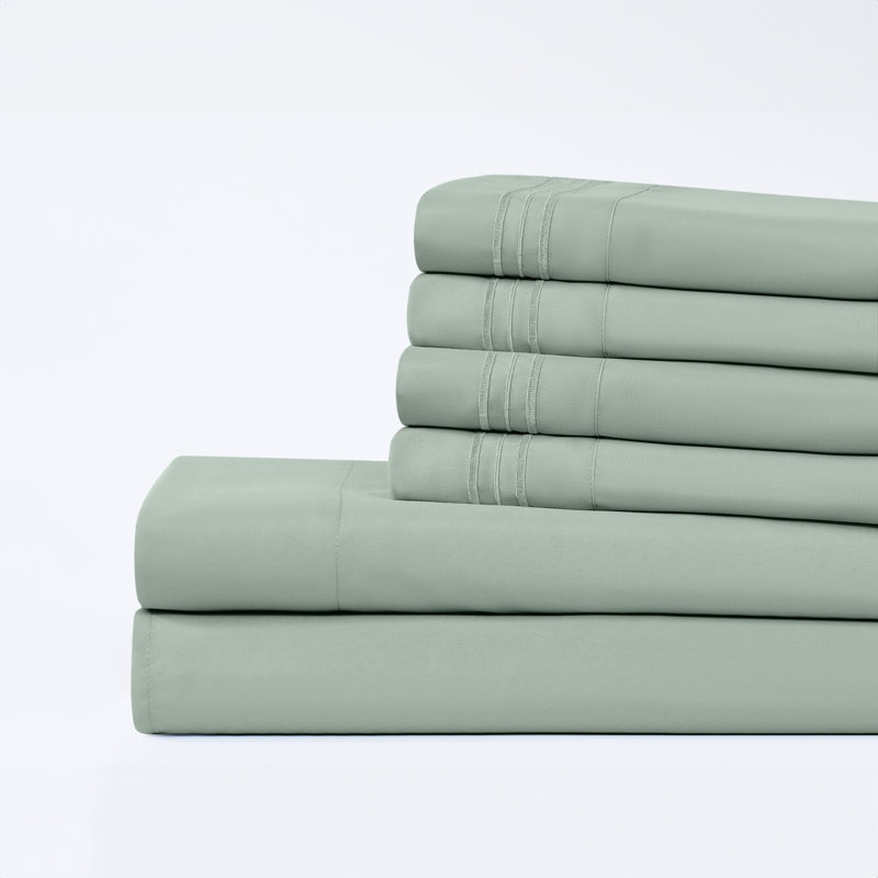Modern Threads 6-Piece Bed Sheet Set, Deep Pocket, Ultra Soft Microfiber, Cool & Breathable, Aloe