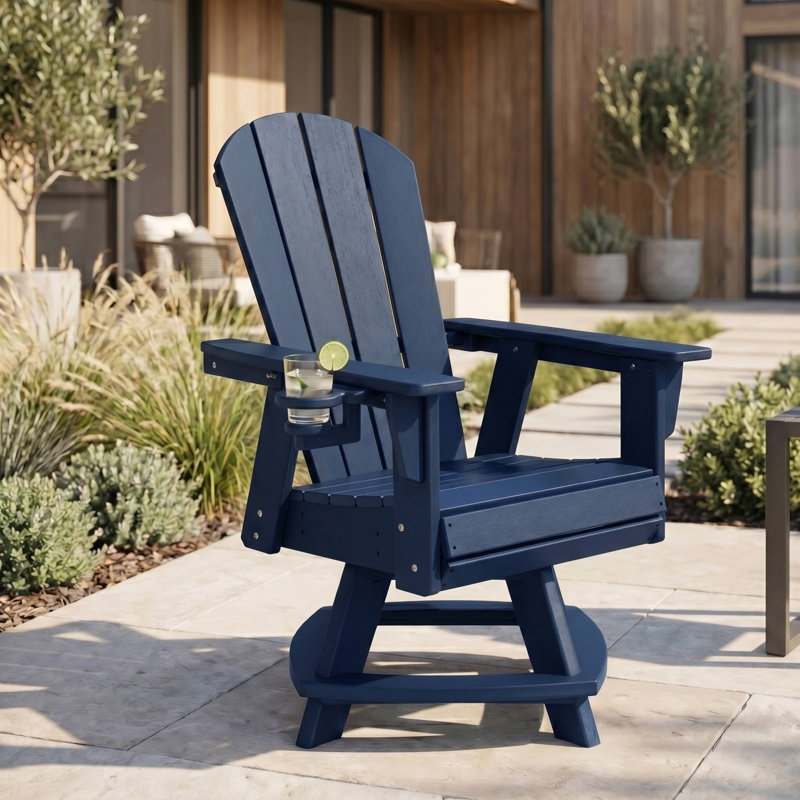 Chaise de salle à manger pivotante Adirondack avec porte-gobelet, Marine