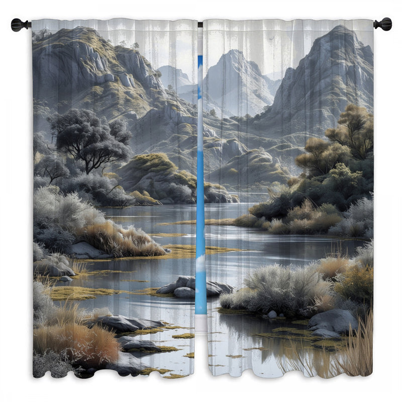Rideaux de fenêtre Mountain River, 56 po x 76 po - 2 panneaux, Transparent