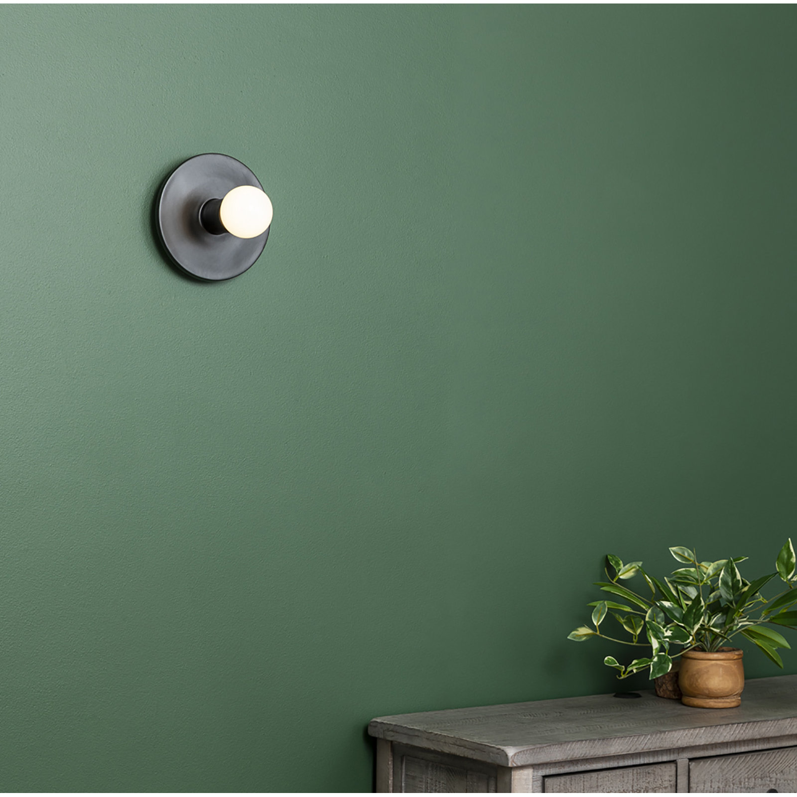 Single Light Dimmable Ceramic Flush Mount Sconce, Carbon Matte Black