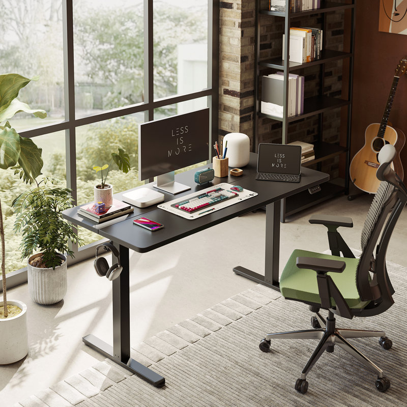 Bureau debout à hauteur ajustable Berrien, Noir, noir, noir, noir, H 47,3 po x l 63 po x P 24 po