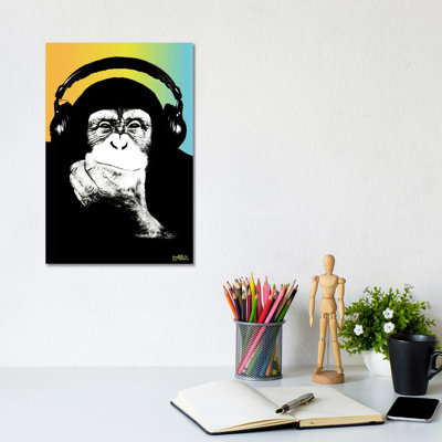 Monkey Headphones Rasta III by Steez - Wrapped Canvas Print