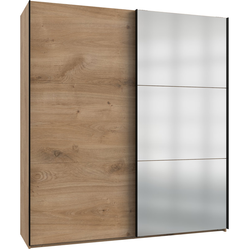 Guardino 2 Door Wardrobe, 216cm H x 200cm W x 65cm D, Plank oak