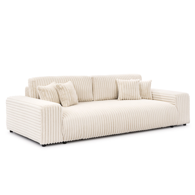 Mollis 4 Seater Corduroy Sofa Bed, Light Beige