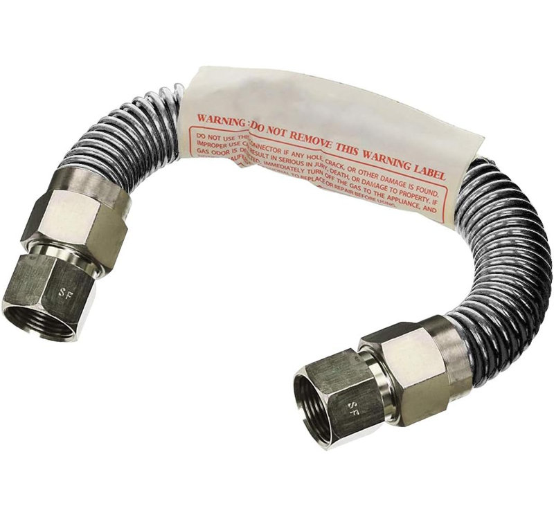 Connecteur de gaz en acier inoxydable 36 po avec raccords de 1/2 po de diamètre extérieur, 3/8 po MIP x 3/8 po MIP