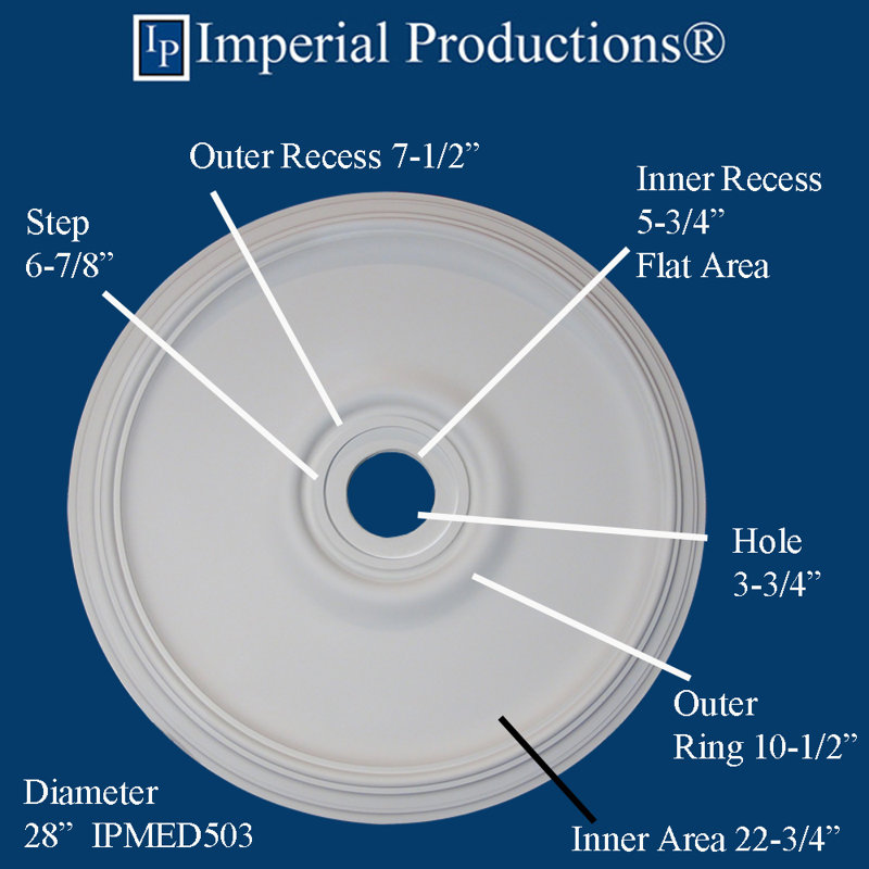 Médaillon de plafond impérial, H 1,5 po x l 28 po x P 28 po