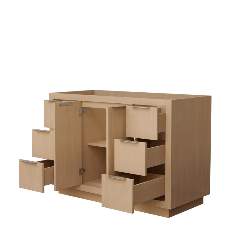 Base de meuble-lavabo simple 47,25 po Maroni en paille claire, Paille pâle / nickel brossé
