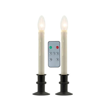 Battery Operated Traditional Adjustable Window Candles - With Remote - Set of 2