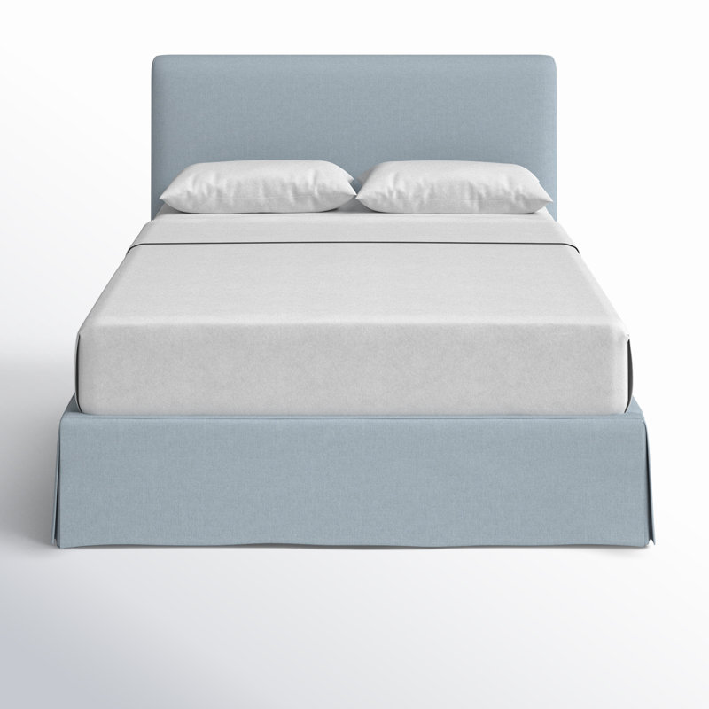 Zatanna Upholstered Low Profile Platform Bed, Blue, Queen