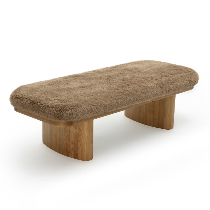 Grand banc en laine végétale droite, Taupe