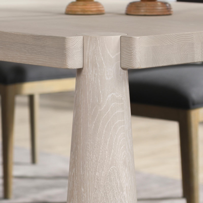 Atrop 102" Oak Wood Dining Table, Beige