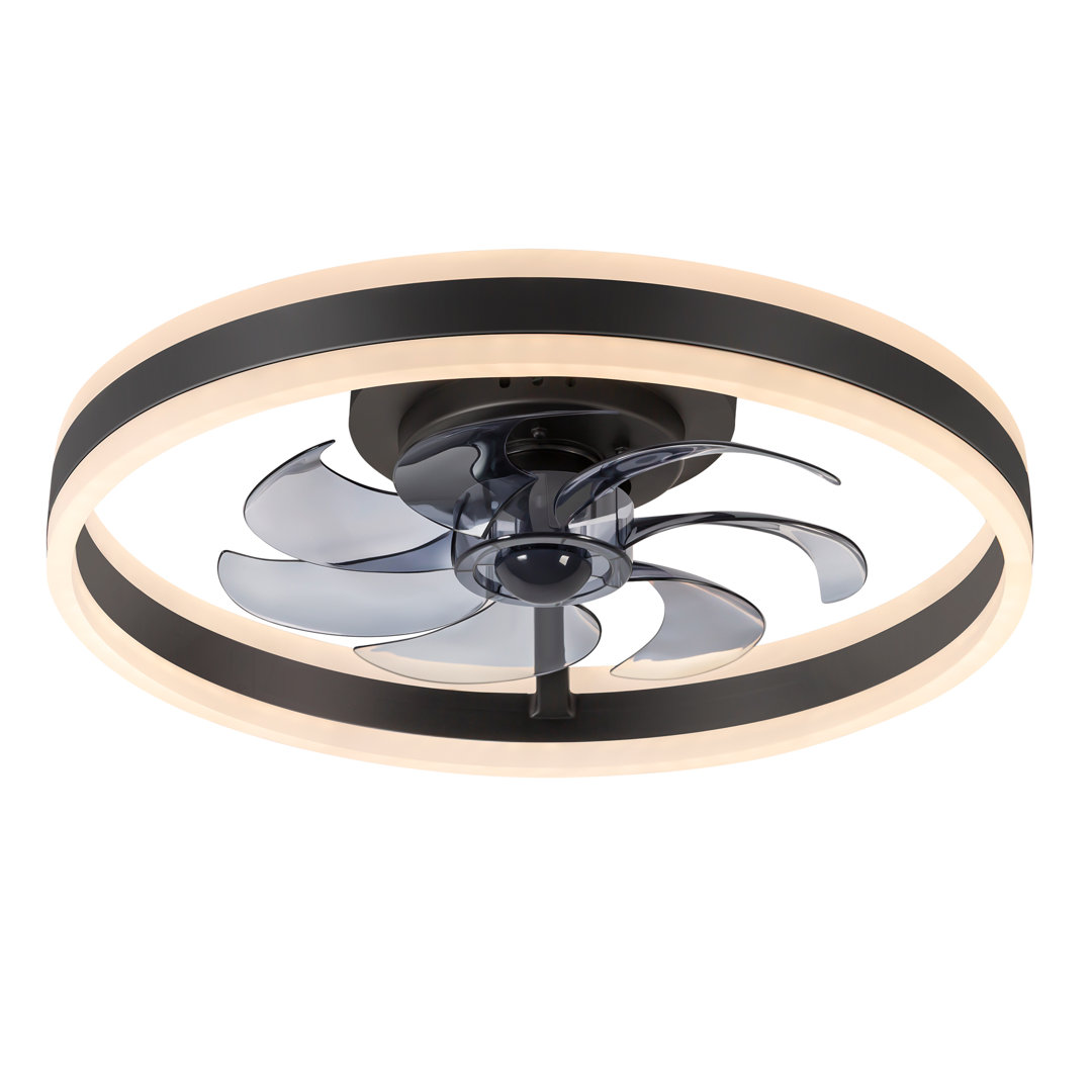  Delphina 20"  Enclosed Color-changing Integrated LED Indoor/Outdoor Flush Mount Ceiling Fan with Light and Remote Wrought Studio™