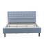 Ensemble de chambre avec très grand lit 3 pièces avec 1 très grand cadre et 2 tables de chevet modernes - Fabrication fiable et durable - Tissu en lin bleu denim-950632064-950632071