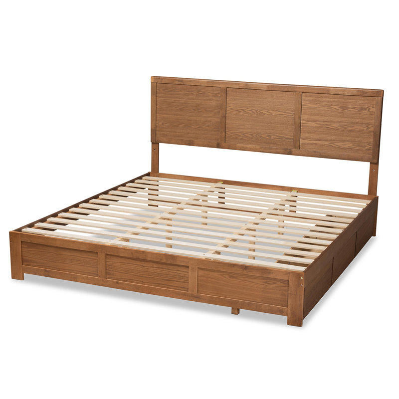 Lit plateforme en bois massif, très grand lit, noyer cendré H 58,30 po x l 79,50 po x L 83,70 po