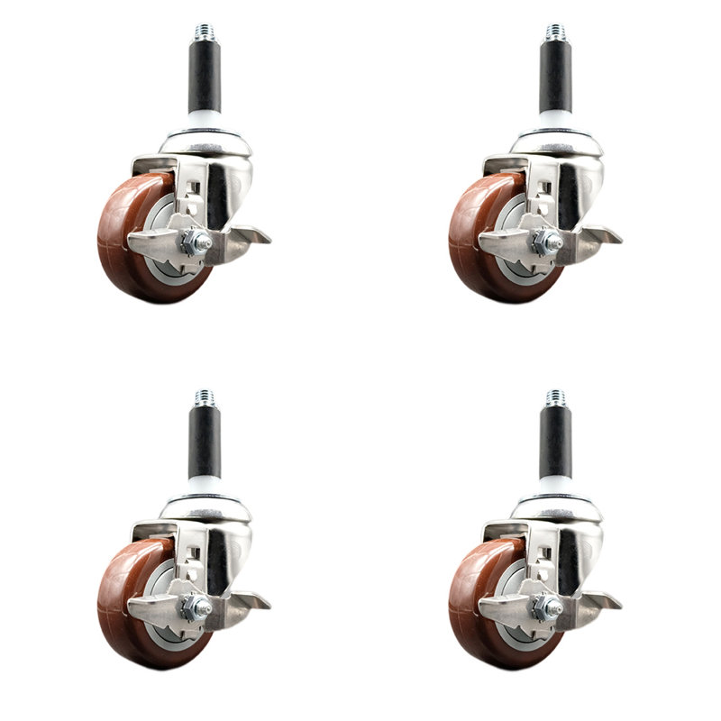 Jeu de roulettes extensibles en acier inoxydable 316SS, Marron