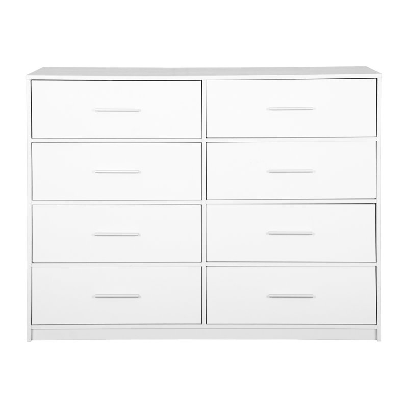 Commode 8 tiroirs avec grands tiroirs en tissu, Blanc