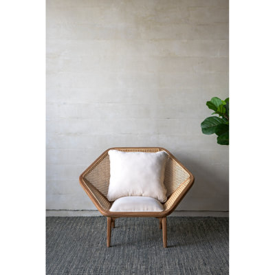 Nickisha Wood Accent Chair With Rattan Back Reading Chair Bedroom Chair Comfy Chair