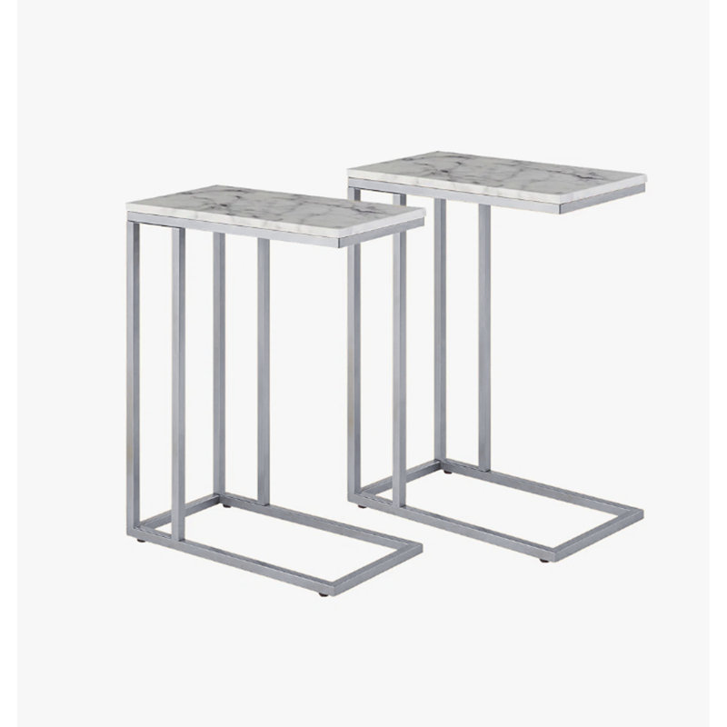 Ensemble de 2 tables de bout en faux C