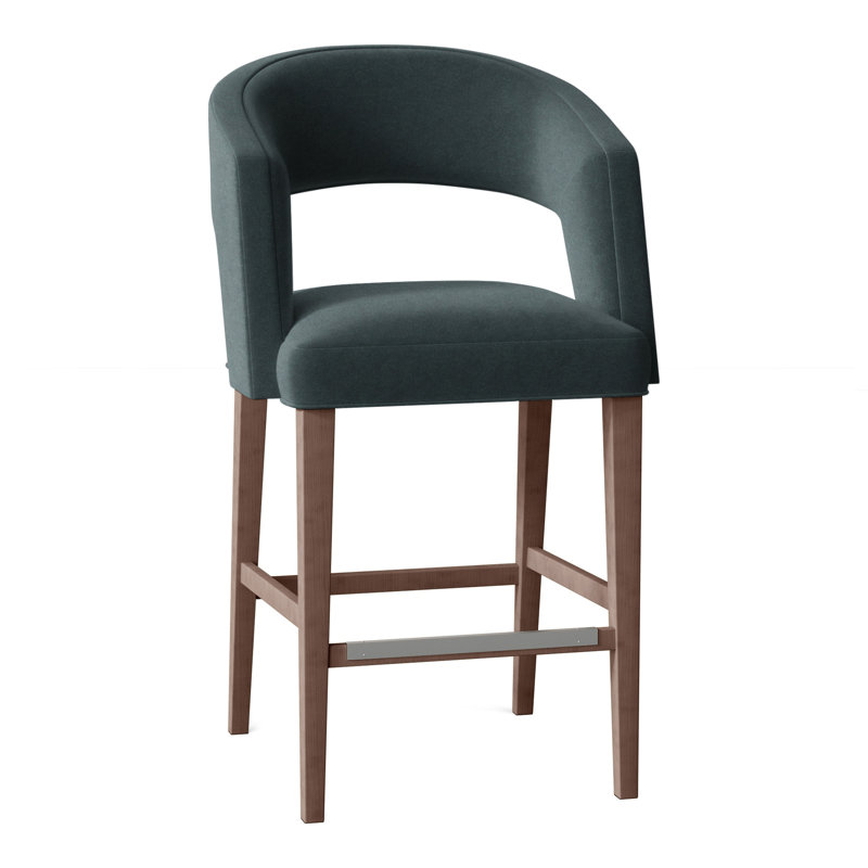 Bryant Upholstered Stool with Solid Wood Frame, Walnut, Perigold Willa Bark