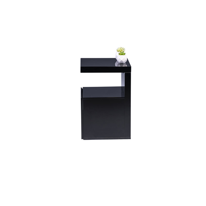 Monkstown Side Table with Storage, Black