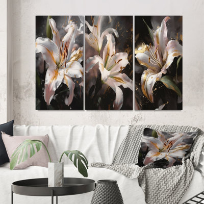 «White Graceful Lilies», 3 pièces