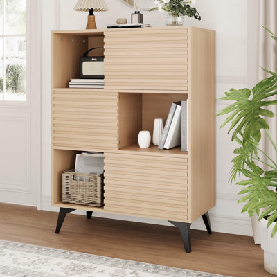 Armoire d'appoint moderne avec portes et rangement à 3 niveaux, armoire en bois avec pieds en métal pour le salon, la salle à manger, le couloir de la cuisine