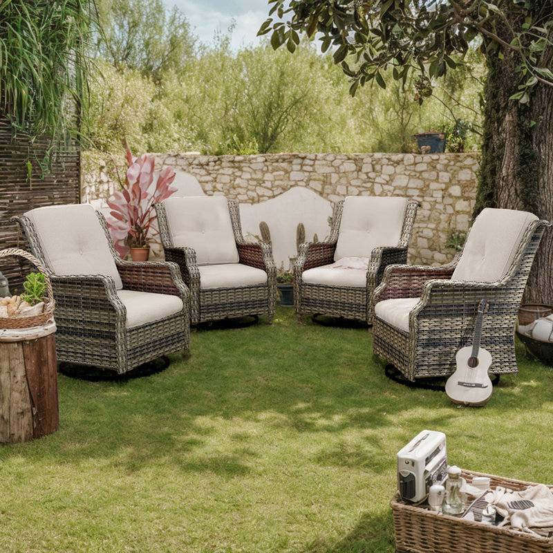 Chaise longue d'extérieur en osier Nicolina, Beige