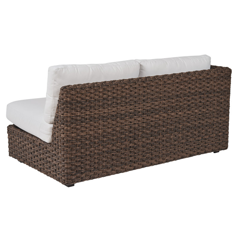 Kilimanjaro 64'' Wide Outdoor Wicker Loveseat with Sunbrella Cushions, Left Face