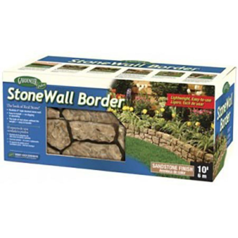 Bordure de jardin StoneWall No-Dig, 10 pi, grès brun clair, bordure de jardin décorative, par Dalen Products