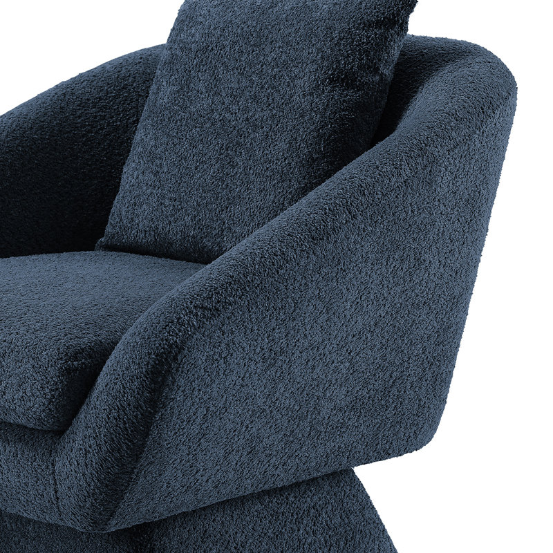 Arafaat 80Cm Wide Swivel Barrel Chair, Blue Boucle