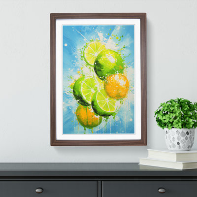 Lime Fruit Impressionism - Single Picture Frame Print on Wood
