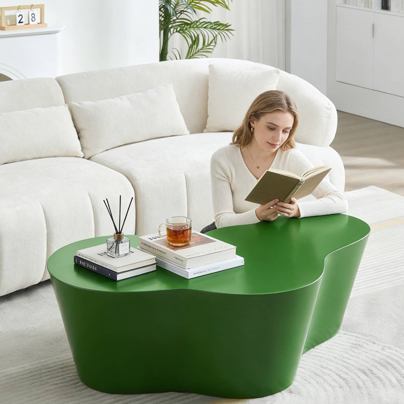 50" Unique Irregular Coffee Table, Green