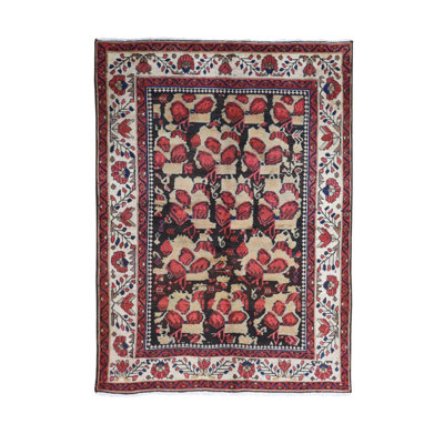 Tapis oriental beige en laine pure noué à la main 4 pi 5 po x 6 pi 1 po F338DC5058844DEF9FDAC326CB864B6D
