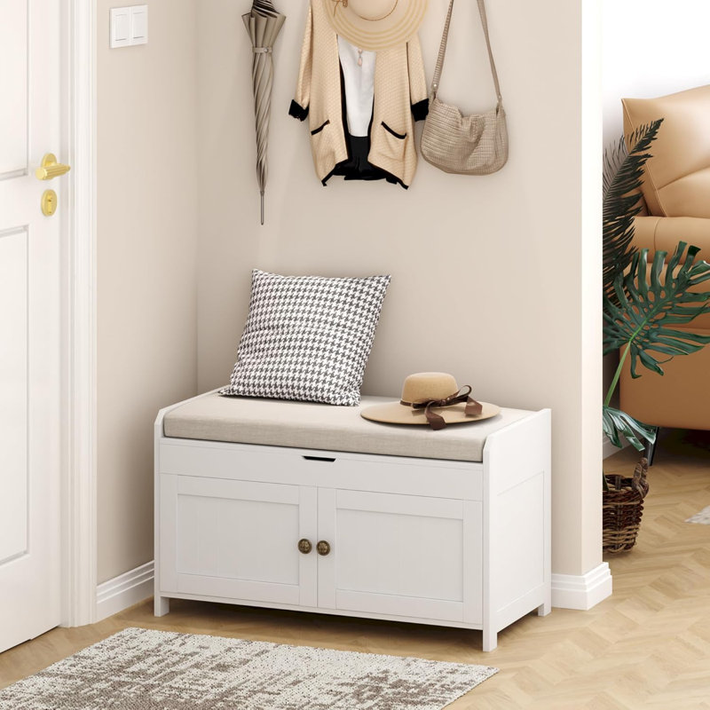 6 Pair Shoe Storage Bench, White