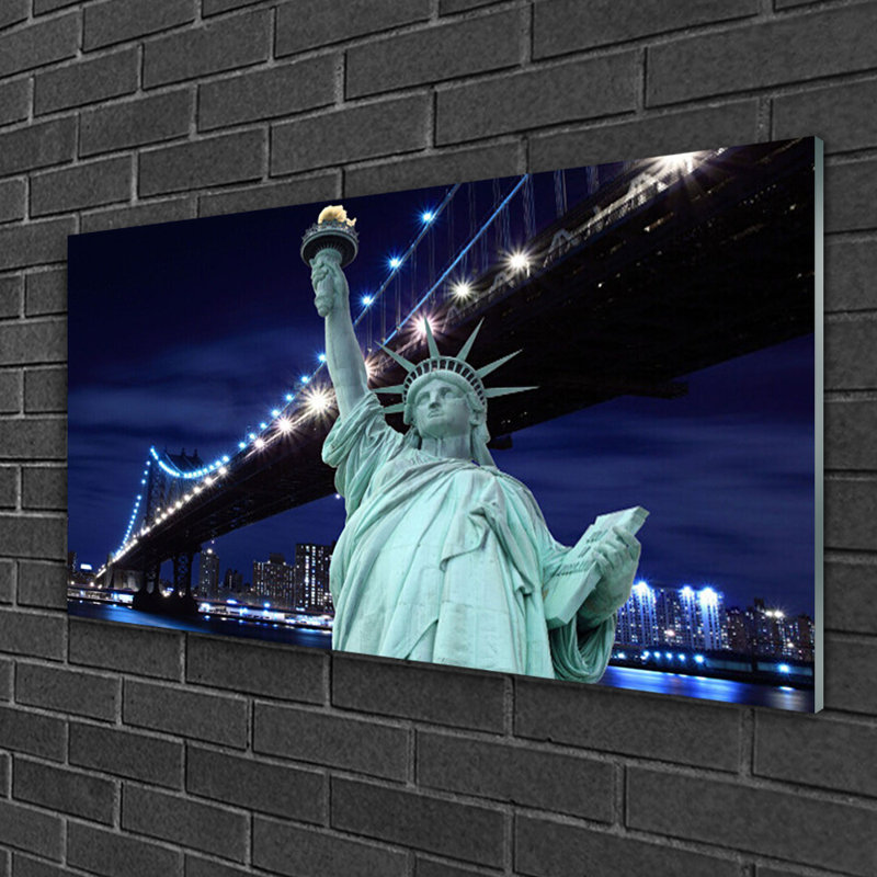 Architecture Bridge Statue Of Liberty - No Frame Print on Glass