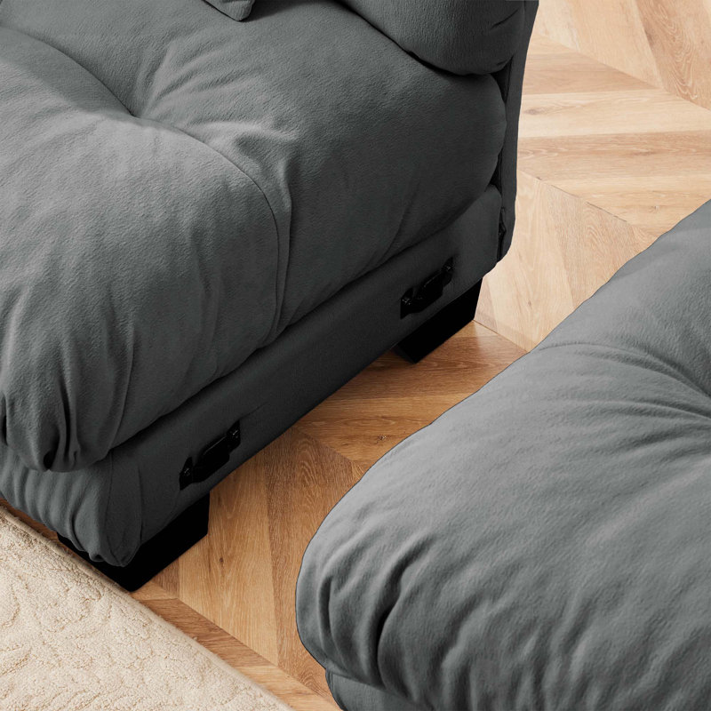 Canapé modulaire Rudy Boneless, Gris chenille, H 35,4 po x l 133,8 po x P 36 po
