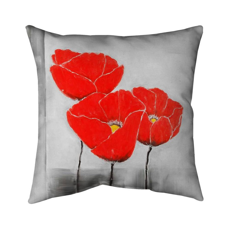 Three poppies - 20"x20" Throw pillow - Poly twill - Print on demand