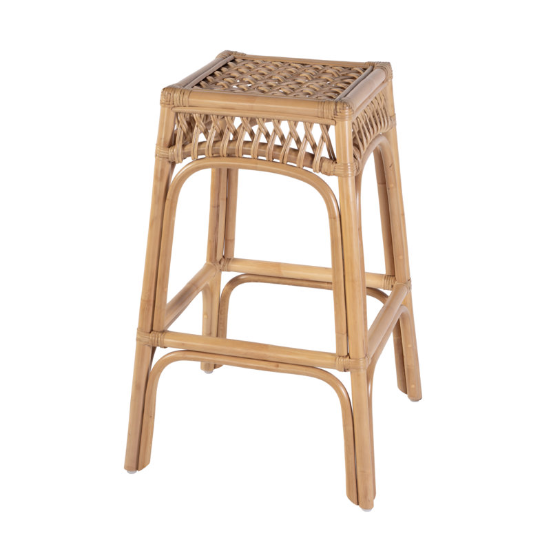 Antigua 24.75 in. Seat Height Square Rattan Count Stool, Bar Stool (30.25” Seat Height)