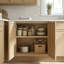 Armoire de cuisine moderne en chêne blanc avec boîte en contreplaqué, charnières et agencements personnalisés-121187484-120721315