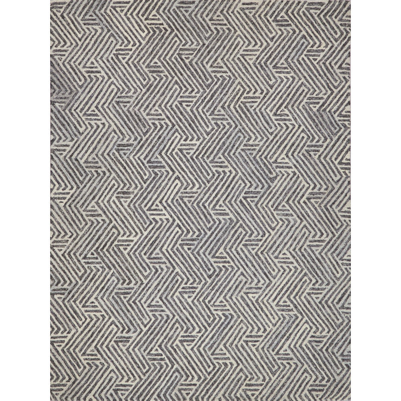 Ivory and Gray Hand-Tufted Wool Rectangular Area Rug 10' x 14'