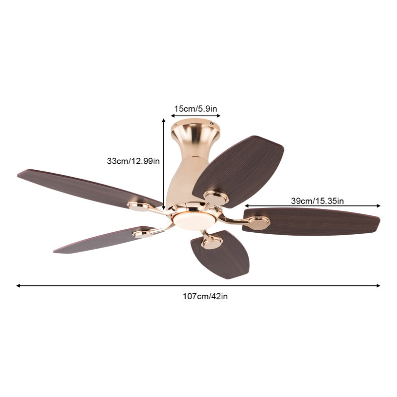42" Modern Ceiling Fans With LED Lights and Remote Control, Gold