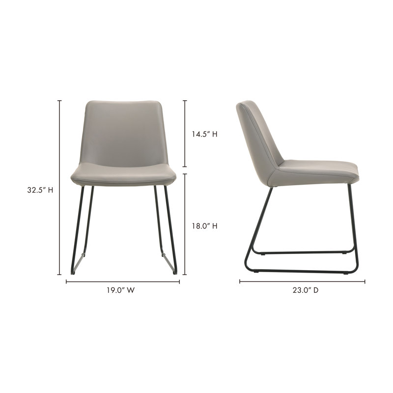 Villa Leather Dining Chair, Gray