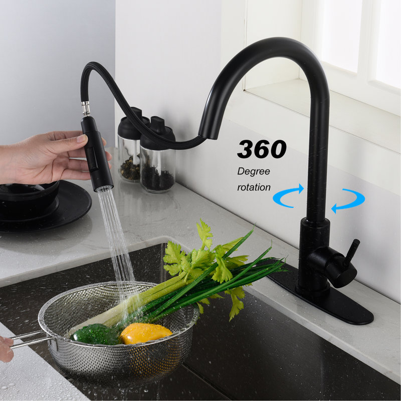 Matte Black Stainless Steel Touch Kitchen Faucet With Pull-Down . 360 Rotating For Complete Sink Cleanliness. Corrosion & Rust Proof. Easy Water Temp Flow Control Single Handle. 8.16 In. D, 10.07 W,